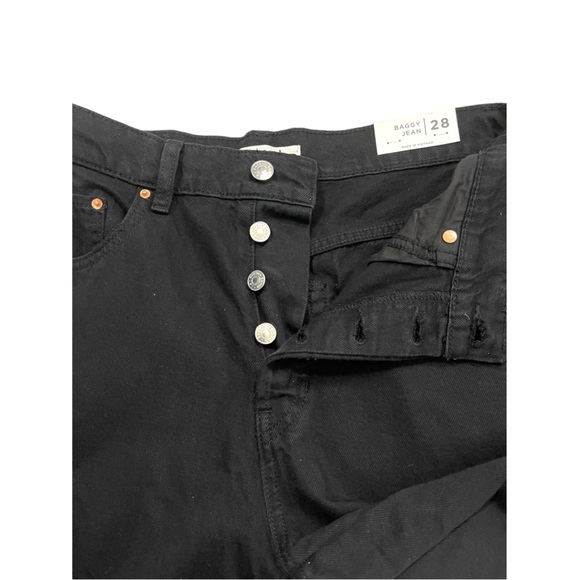 PACSUN ECO Baggy Jean Button fly Hi Rise Wide Leg Distressed Size 28 Black - Picture 8 of 16